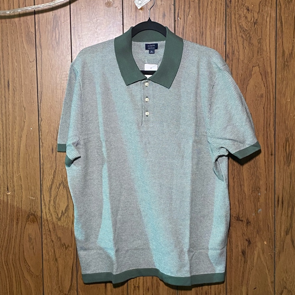 J. Crew Striped Green Polo Shirt